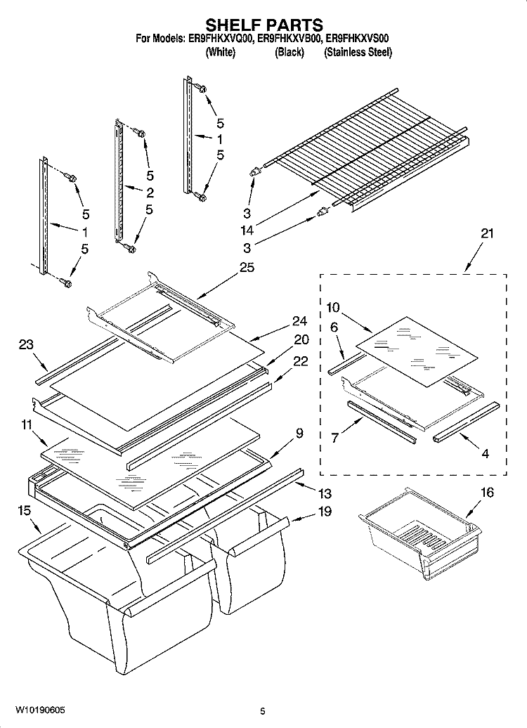 SHELF PARTS Diagram and Parts List for ER9FHKXVQ00  Whirlpool Refrigerator