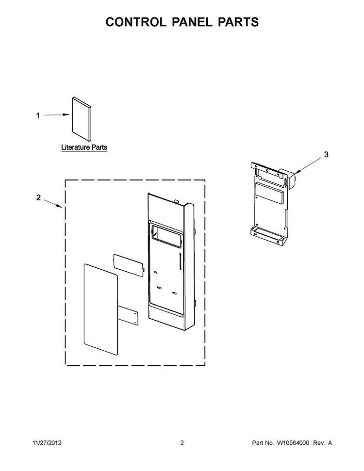 CONTROL PANEL PARTS Diagram and Parts List for WMH2175XVS5  Whirlpool Microwave