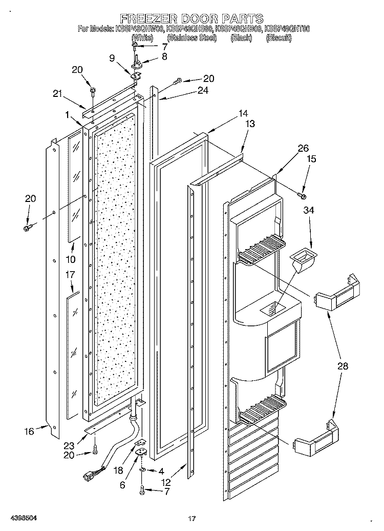 FREEZER DOOR Diagram and Parts List for KSSP48QHS00  KitchenAid Refrigerator