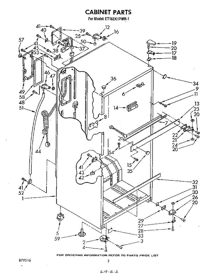 CABINET Diagram and Parts List for ET16EK1PWR1  Whirlpool Refrigerator