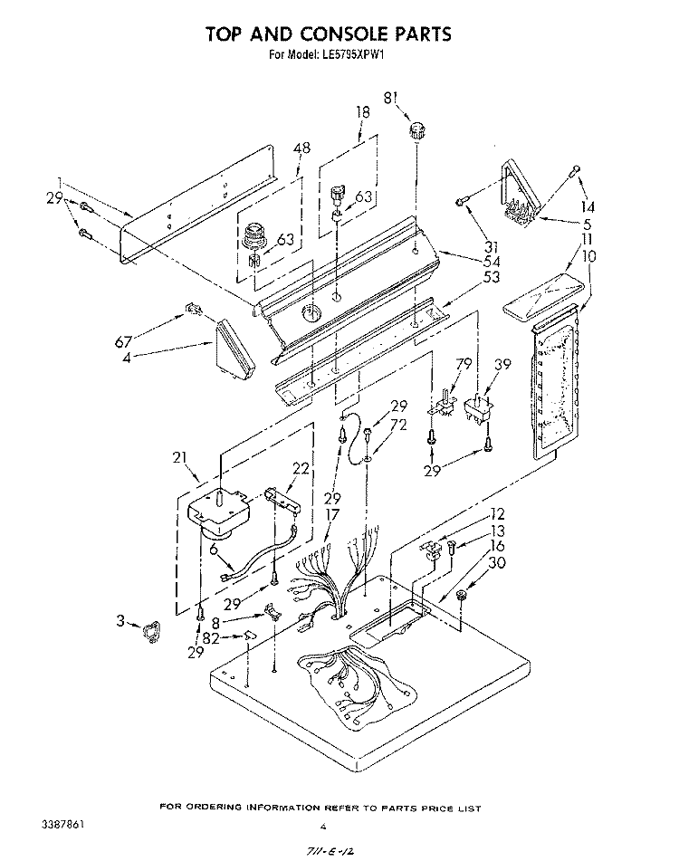 SECTION Diagram and Parts List for LE5795XPW1  Whirlpool Dryer