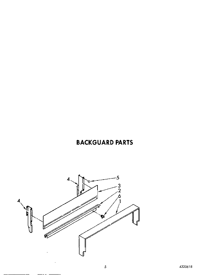 BACKGUARD Diagram and Parts List for SF3020ERN6  Whirlpool Range