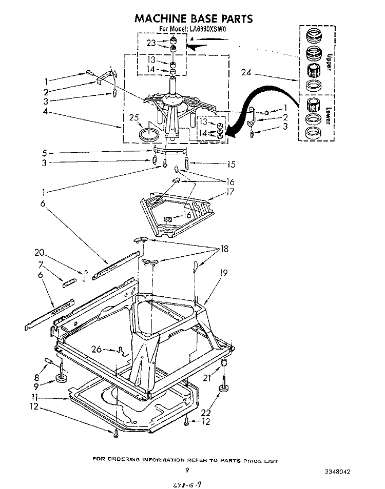 MACHINE BASE Diagram and Parts List for LA6680XSW0  Whirlpool Washer