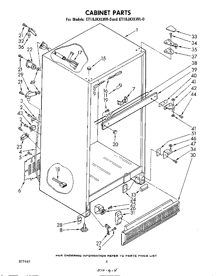 CABINET Diagram and Parts List for ET18JKXLWL0  Whirlpool Refrigerator