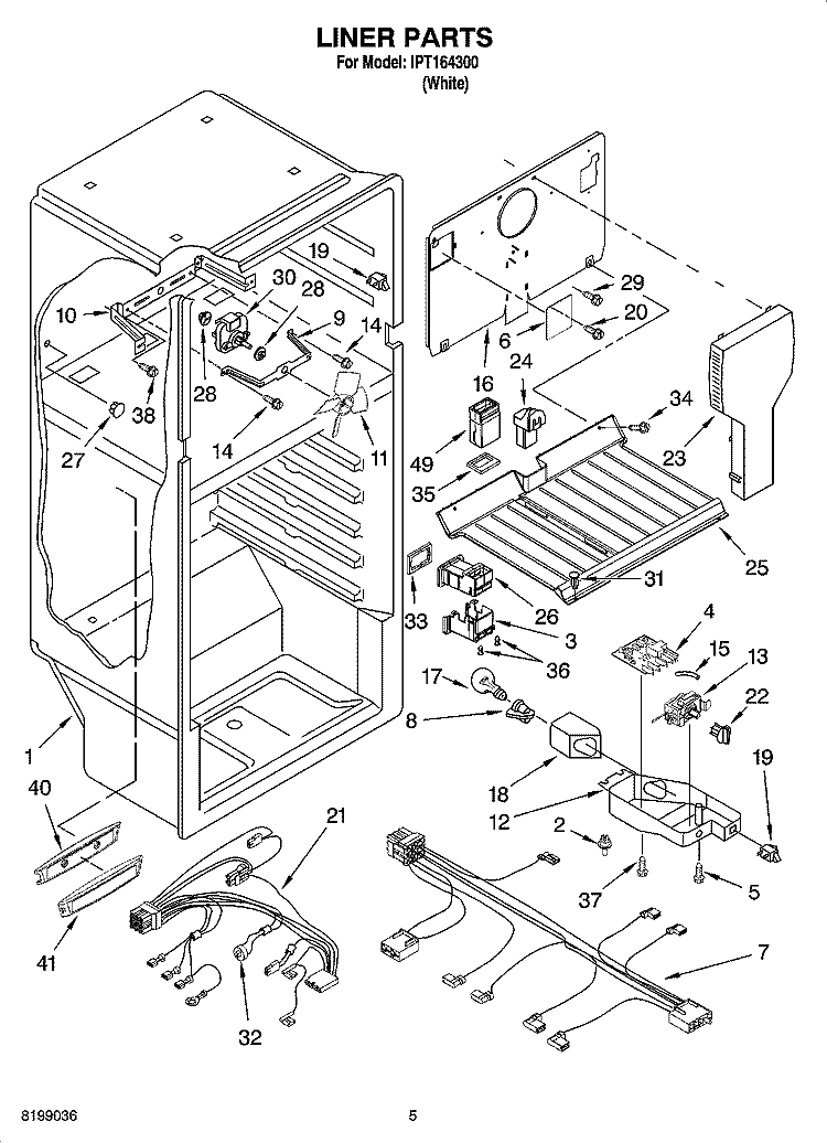 LINER PARTS Diagram and Parts List for IPT164300  Inglis Refrigerator