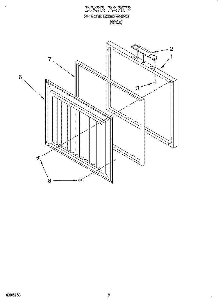 SECTION Diagram and Parts List for EH050FXGW05  Whirlpool Freezer