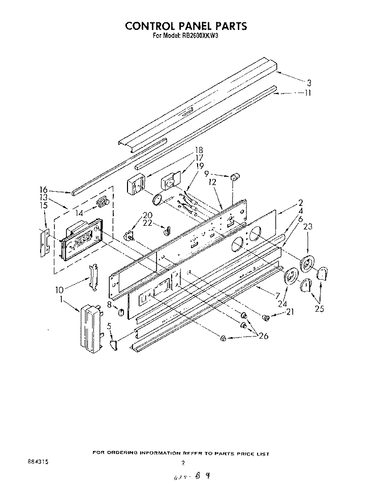 CONTROL PANEL , LITERATURE AND OPTIONAL Diagram and Parts List for RB2600XKW3  Whirlpool Wall Oven