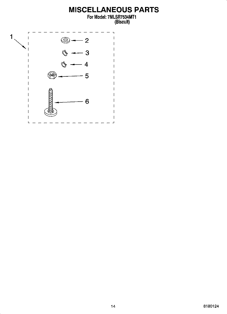 MISCELLANEOUS PARTS OPTIONAL PARTS (NOT INCLUDED) Diagram and Parts List for 7MLSR7534MT1  Whirlpool Washer
