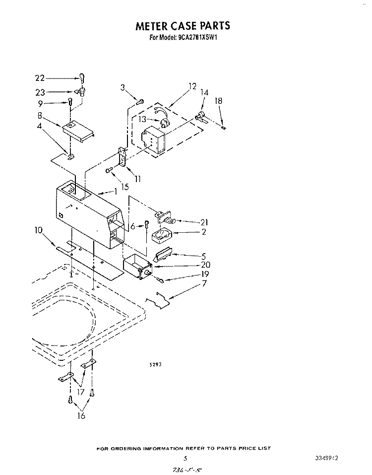 METER CASE Diagram and Parts List for 9CA2781XSW1  Whirlpool Washer