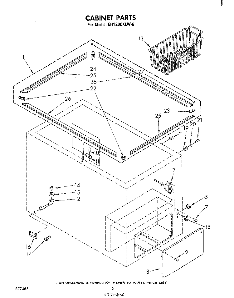 SECTION Diagram and Parts List for EH120CXLW6  Whirlpool Freezer