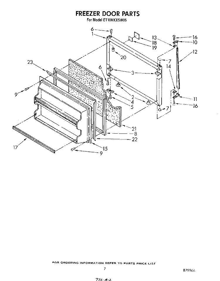 FREEZER DOOR Diagram and Parts List for ET18NKXSW05  Whirlpool Refrigerator