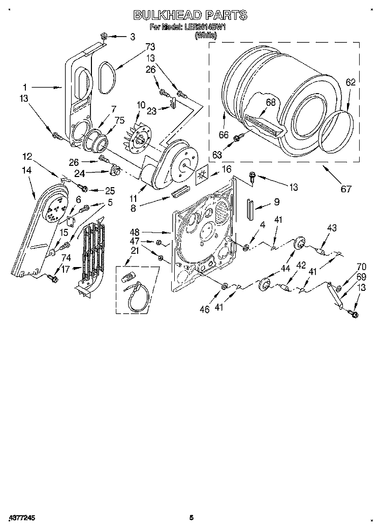 SECTION Diagram and Parts List for LER2614BW1  Whirlpool Dryer