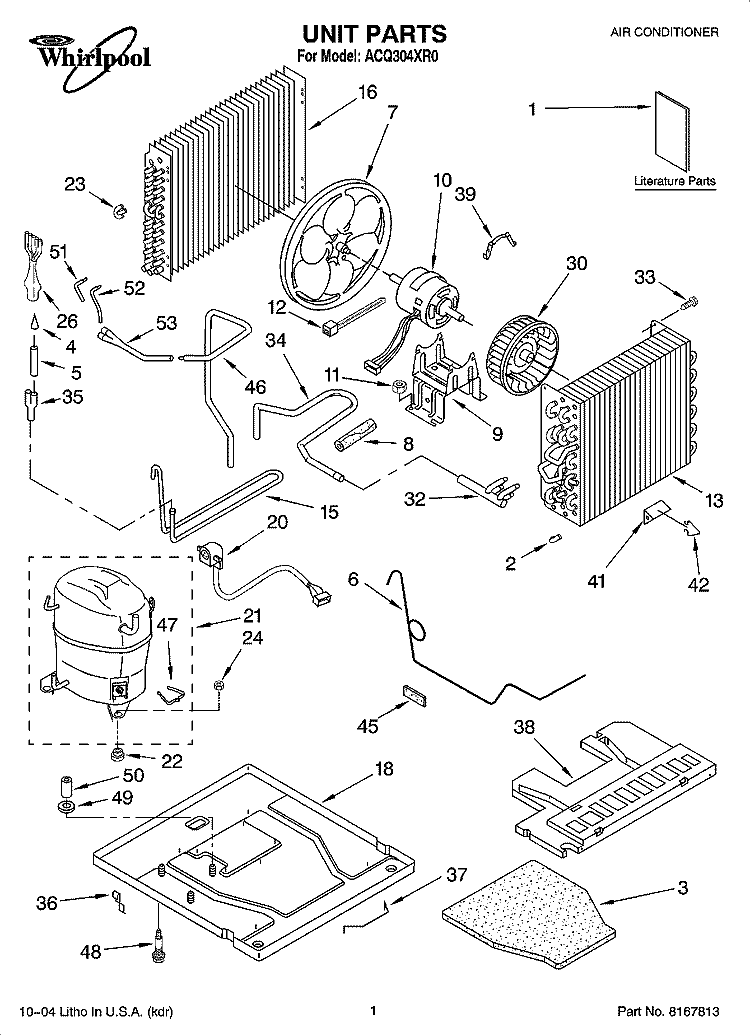 UNIT PARTS Diagram and Parts List for ACQ304XR0  Whirlpool Air Conditioner
