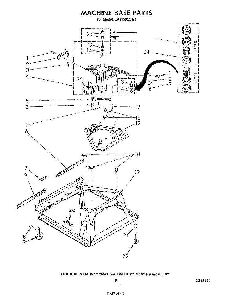 MACHINE BASE Diagram and Parts List for LA6150XSW1  Whirlpool Washer