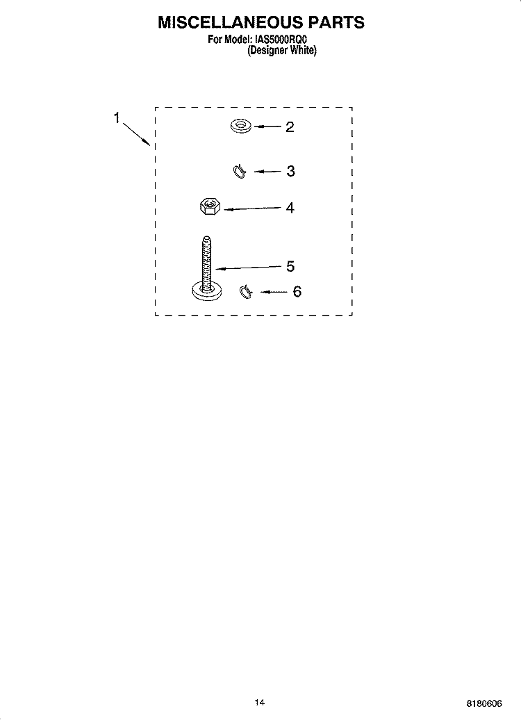 MISCELLANEOUS  PARTS, OPTIONAL PARTS (NOT INCLUDED) Diagram and Parts List for IAS5000RQ0  Inglis Washer