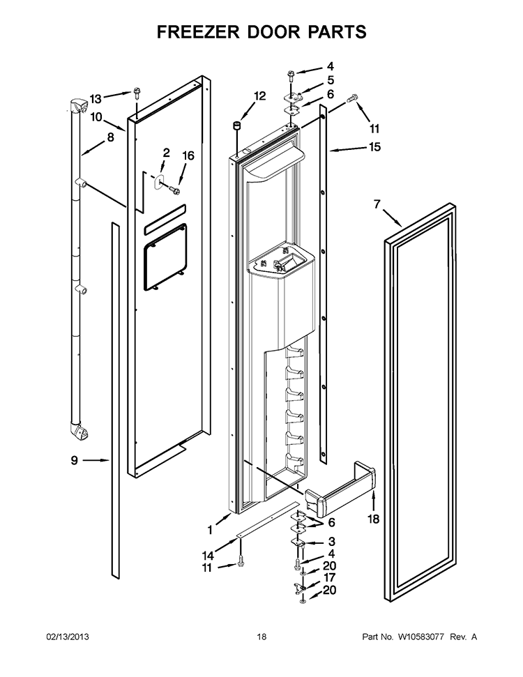 FREEZER DOOR PARTS Diagram and Parts List for KSSC42QVS05  KitchenAid Refrigerator