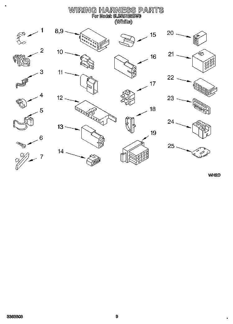 WIRING HARNESS Diagram and Parts List for 6LBR5132BW0  Whirlpool Washer