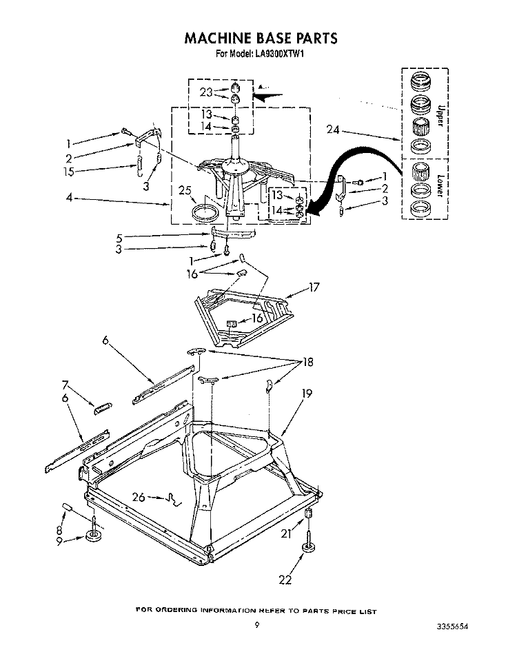 MACHINE BASE Diagram and Parts List for LA9300XTG1  Whirlpool Washer
