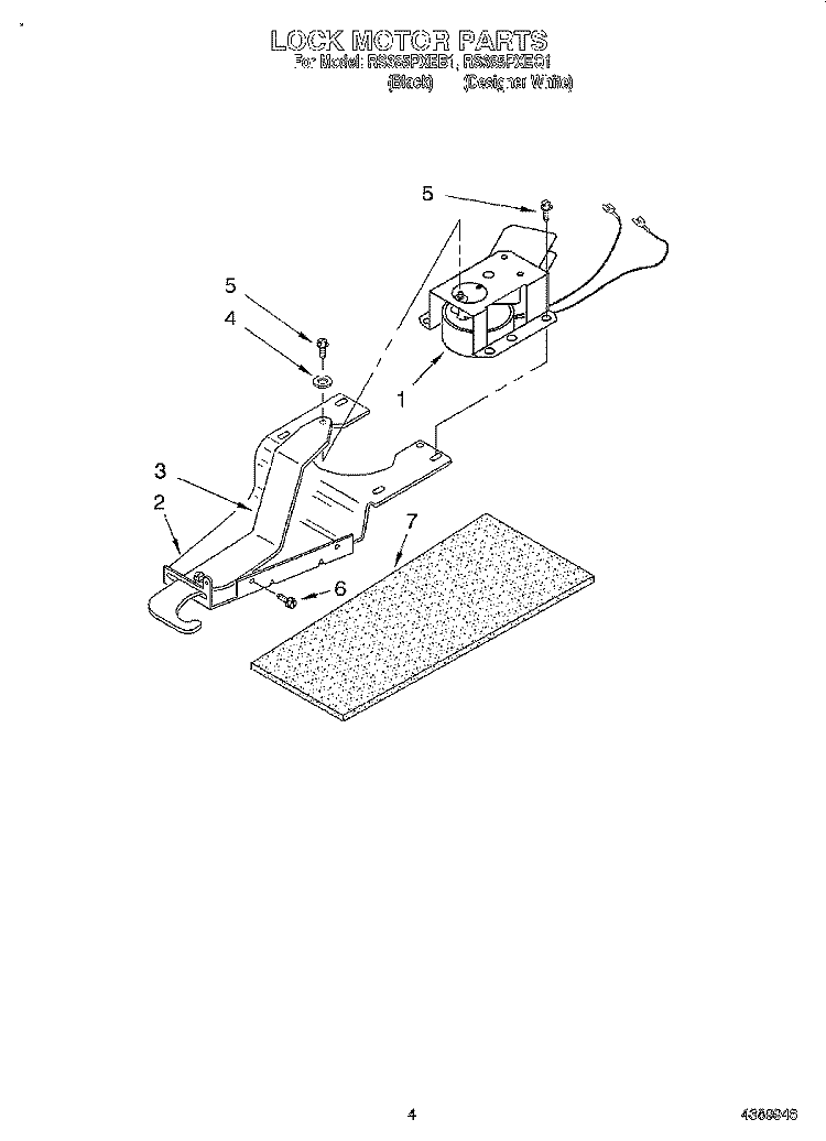 LOCK MOTOR Diagram and Parts List for RS385PXEQ1  Whirlpool Range