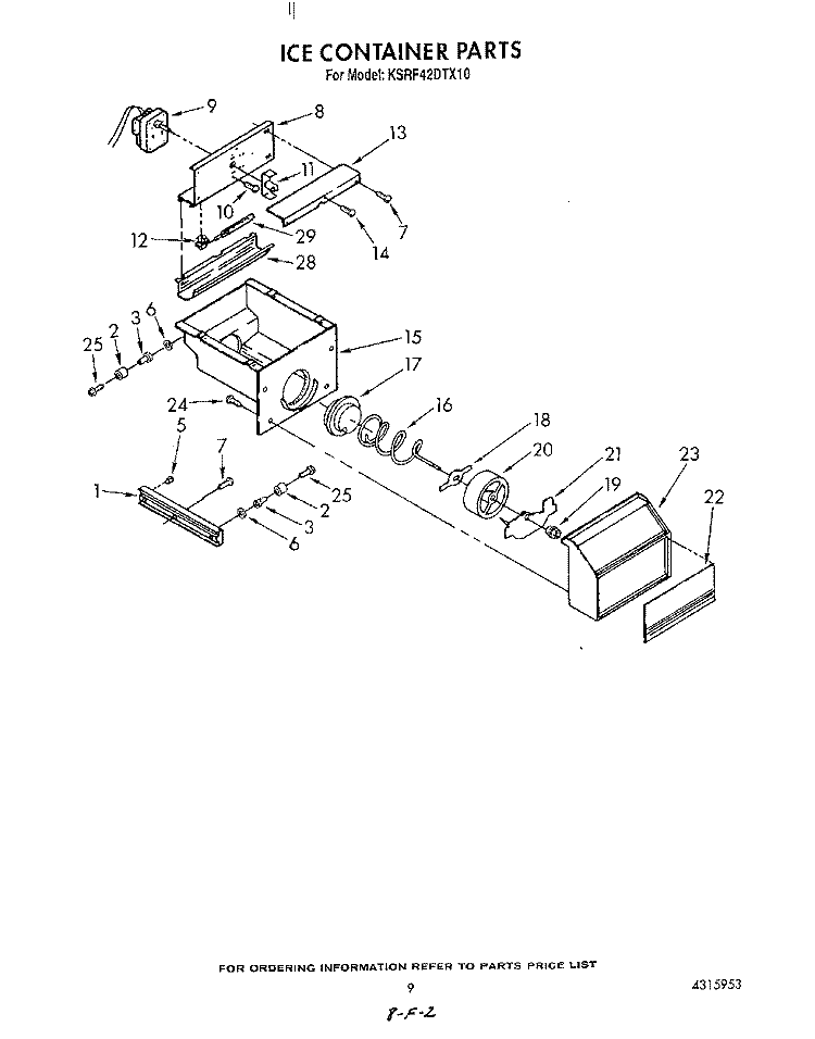 SECTION Diagram and Parts List for KSRF42DTX10  KitchenAid Refrigerator