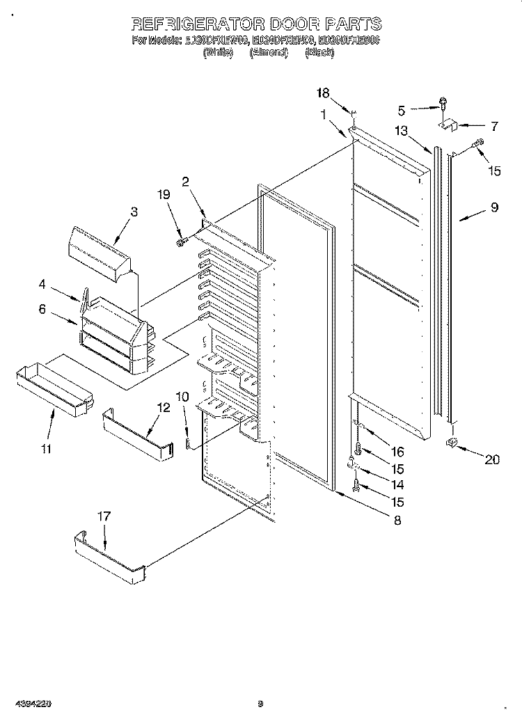 REFRIGERATOR DOOR Diagram and Parts List for ED20DFXEB00  Whirlpool Refrigerator