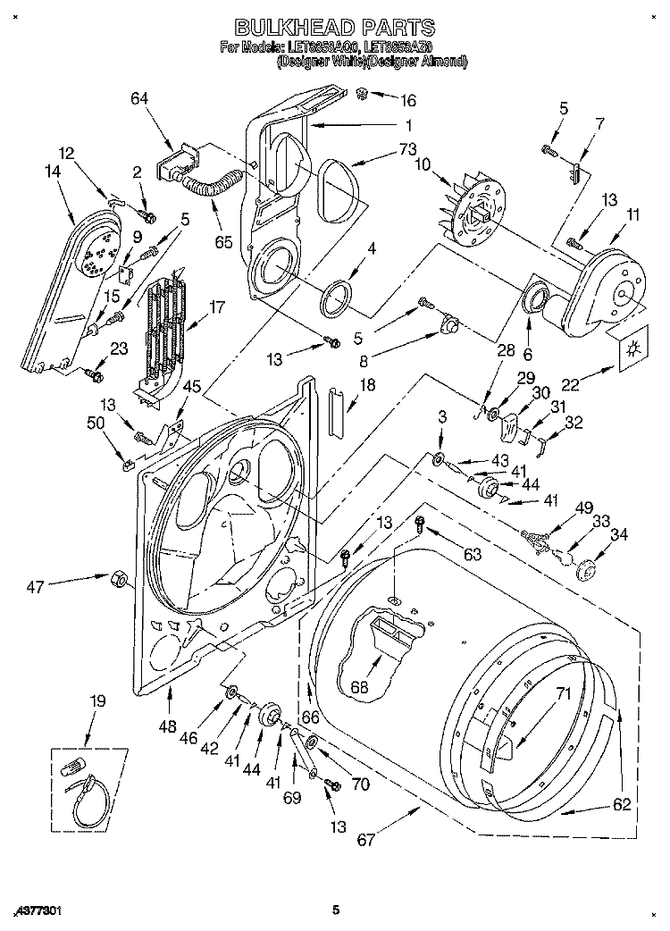 SECTION Diagram and Parts List for LET8858AQ0  Whirlpool Dryer