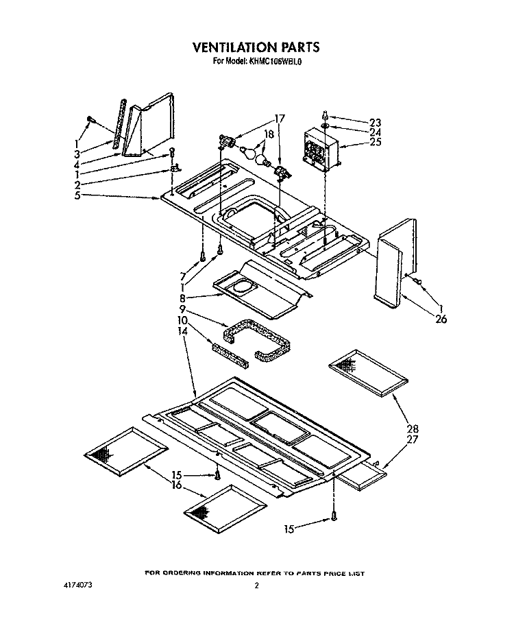 VENTILATION Diagram and Parts List for KHMC106WAL0  KitchenAid Microwave
