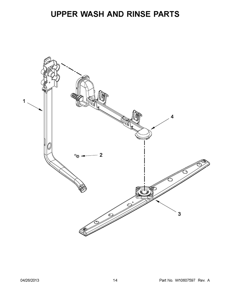 UPPER WASH AND RINSE PARTS Diagram and Parts List for WDF110PABB1  Whirlpool Dishwasher
