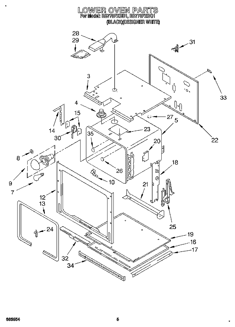 LOWER OVEN Diagram and Parts List for RB770PXBQ1  Whirlpool Wall Oven