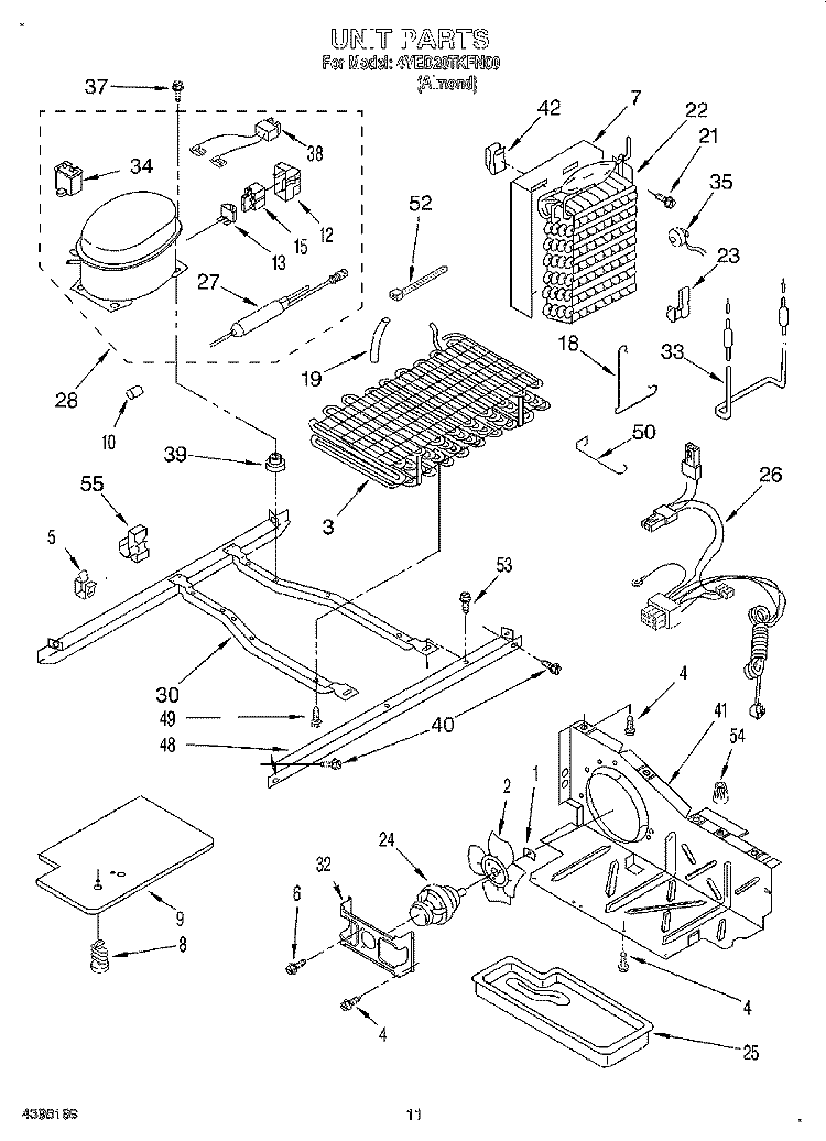 UNIT Diagram and Parts List for 4YED20TKFN00  Whirlpool Refrigerator