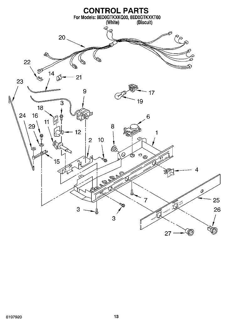 CONTROL, OPTIONAL Diagram and Parts List for 8ED0GTKXKT00  Whirlpool Refrigerator
