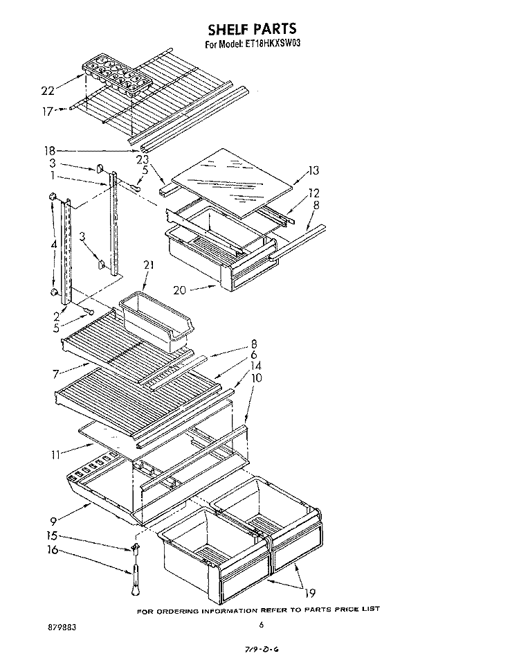 SHELF Diagram and Parts List for ET18HKXSW03  Whirlpool Refrigerator