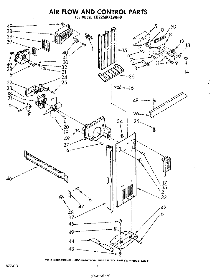 AIR FLOW AND CONTROL , LITERATURE A Diagram and Parts List for ED22MKXLWR0  Whirlpool Refrigerator