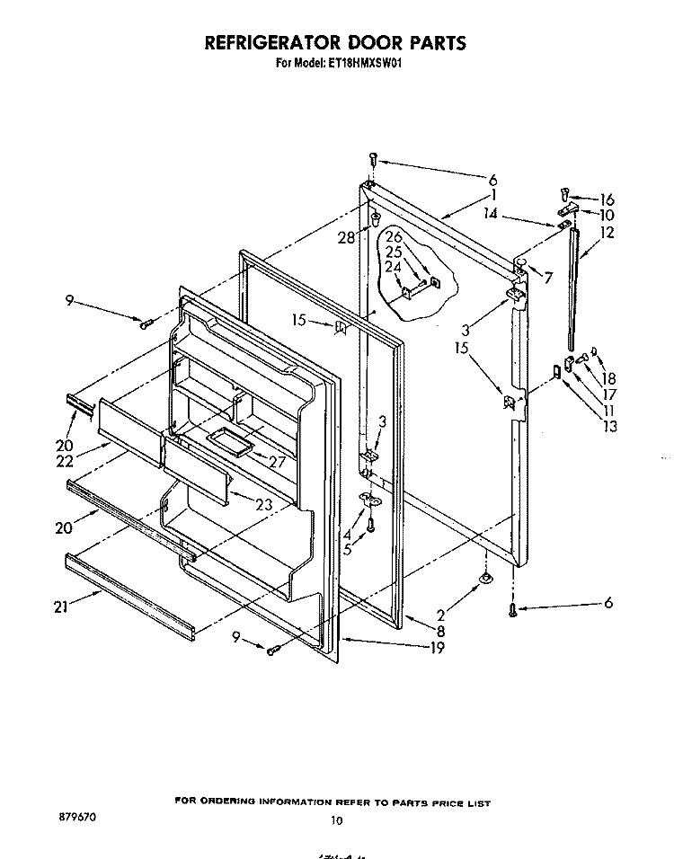REFRIGERATOR DOOR Diagram and Parts List for ET18HMXSW01  Whirlpool Refrigerator