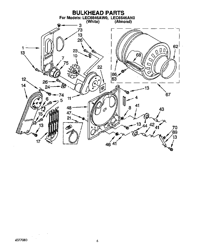 SECTION Diagram and Parts List for LEC6646AN0  Whirlpool Dryer