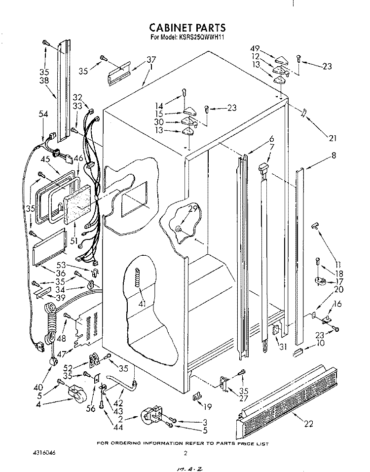 CABINET Diagram and Parts List for KSRS25QWWH11  KitchenAid Refrigerator