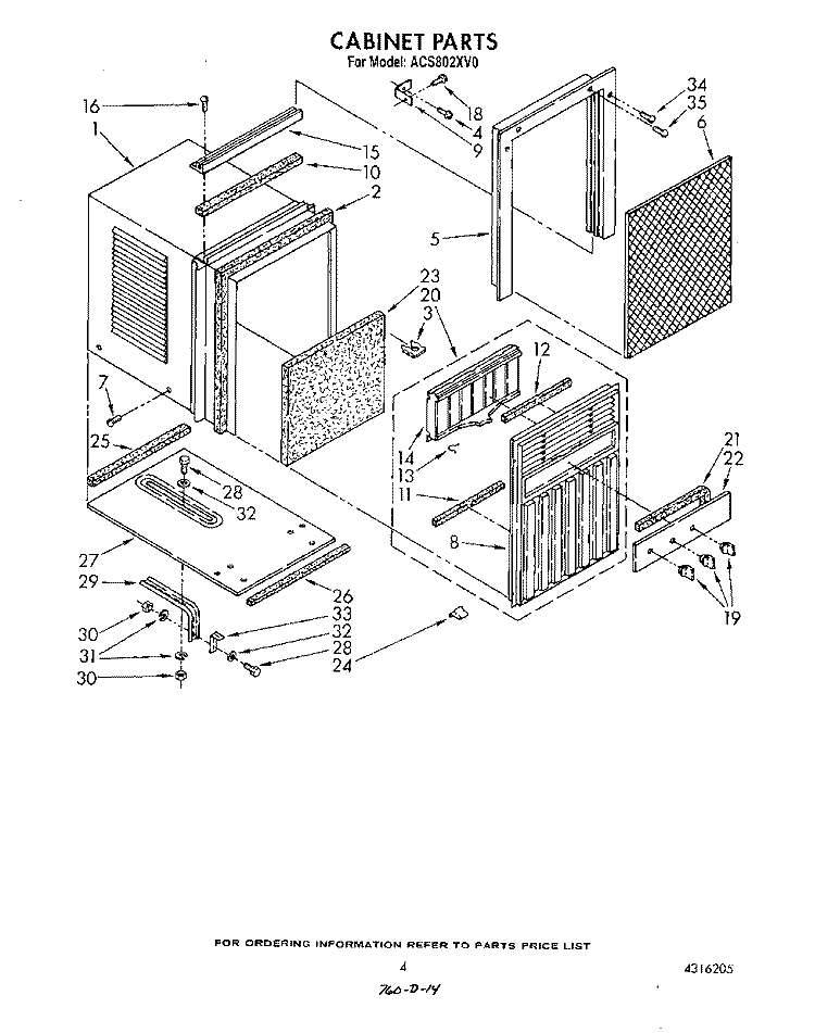 SECTION Diagram and Parts List for ACS802XV0  Whirlpool Air Conditioner