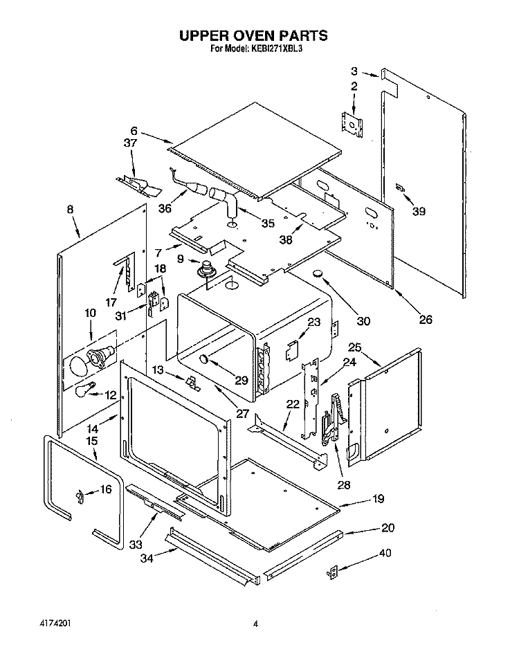 UPPER OVEN, OPTIONAL Diagram and Parts List for KEBI271XBL3  KitchenAid Wall Oven