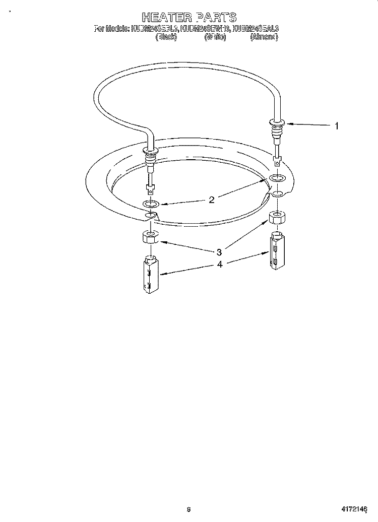 HEATER Diagram and Parts List for KUDM24SEWH3  KitchenAid Dishwasher