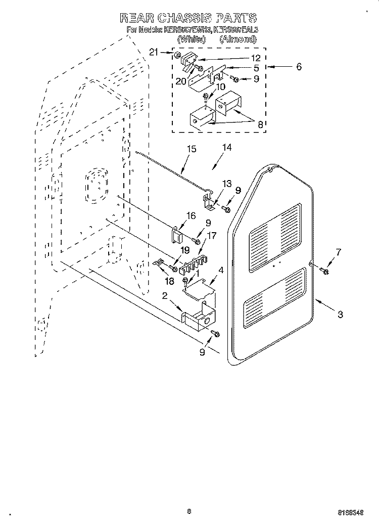 REAR CHASSIS, LIT/OPTIONAL Diagram and Parts List for KERS507EAL3  KitchenAid Range
