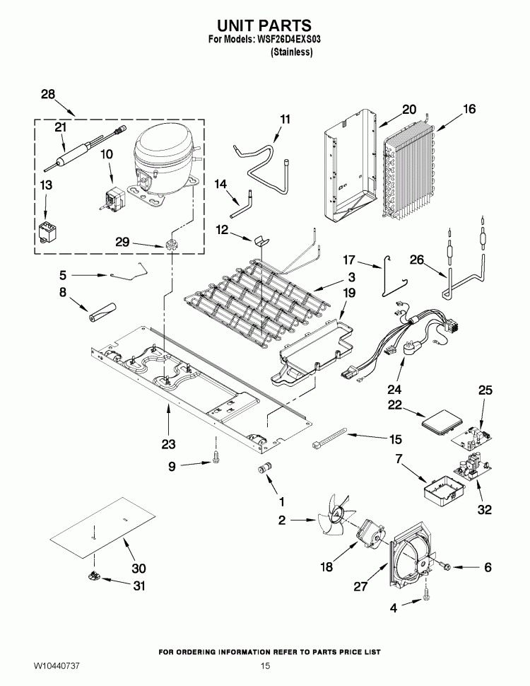 UNIT PARTS Diagram and Parts List for WSF26D4EXS03  Whirlpool Refrigerator