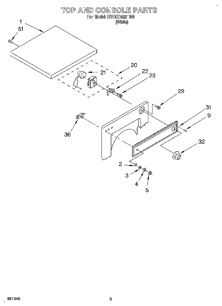 SECTION Diagram and Parts List for BYCCD3921W0  Whirlpool Dryer