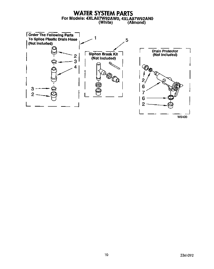 WATER SYSTEM Diagram and Parts List for 4XLA87W92AW0  Whirlpool Washer