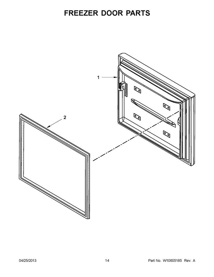 FREEZER DOOR PARTS Diagram and Parts List for 5KBFS20EAX01  KitchenAid Refrigerator