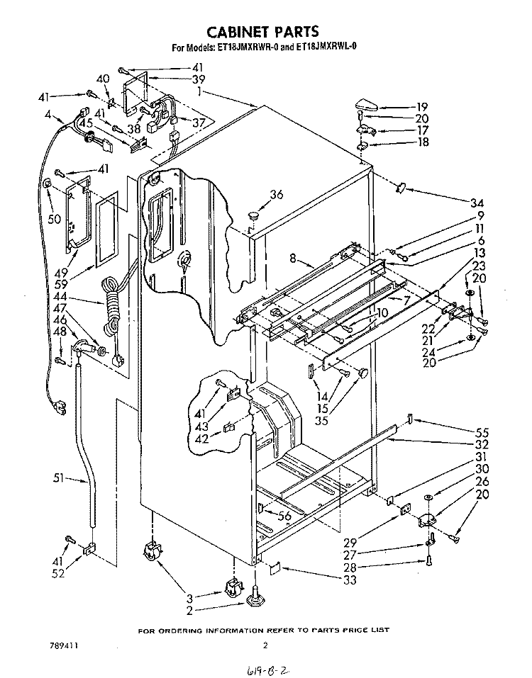 CABINET Diagram and Parts List for ET18JMXRWR0  Whirlpool Refrigerator