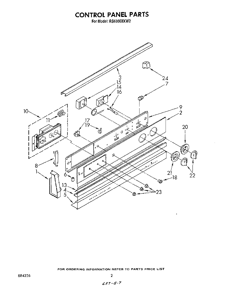 CONTROL PANEL Diagram and Parts List for RS6300XKW2  Whirlpool Range