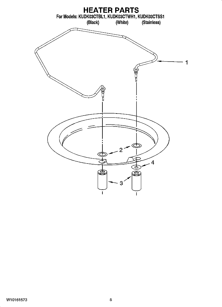 HEATER PARTS Diagram and Parts List for KUDK03CTWH1  KitchenAid Dishwasher