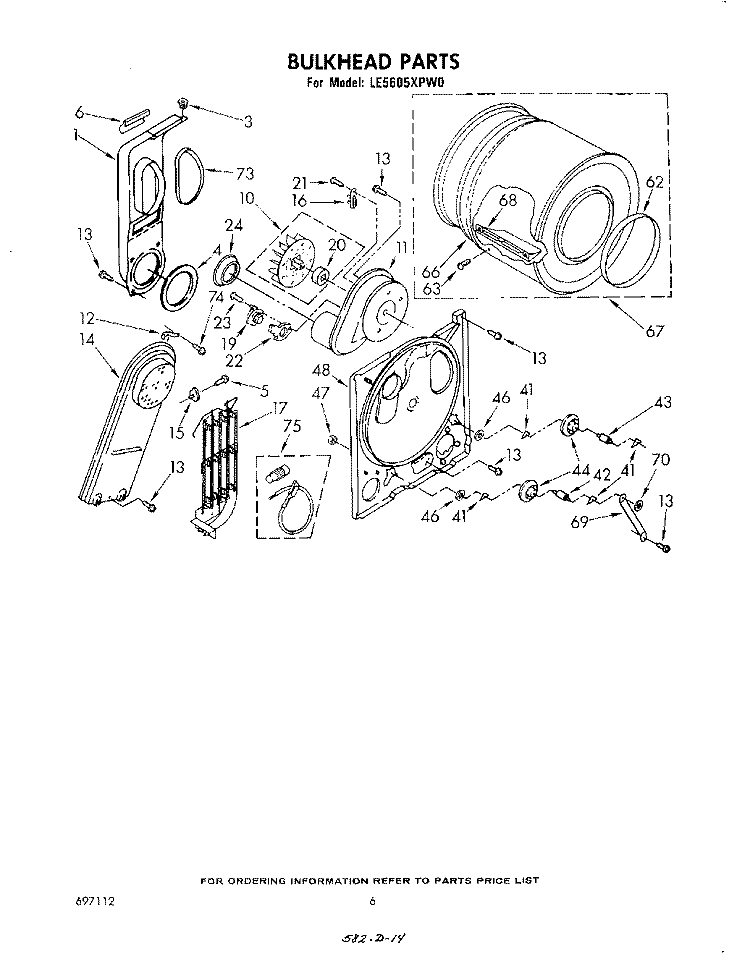SECTION Diagram and Parts List for LE5605XPW0  Whirlpool Dryer
