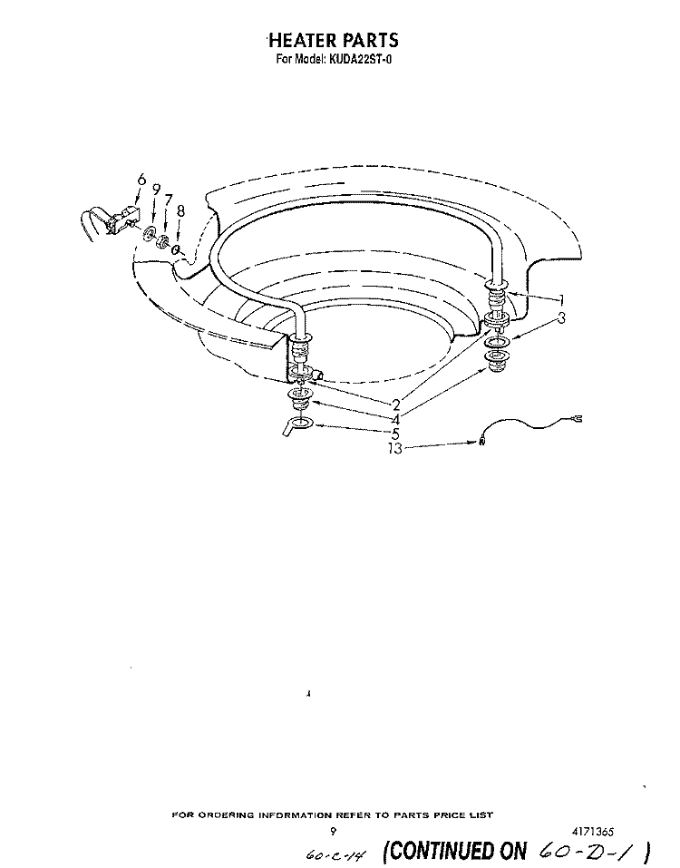 HEATER Diagram and Parts List for KUDA22ST0  KitchenAid Dishwasher