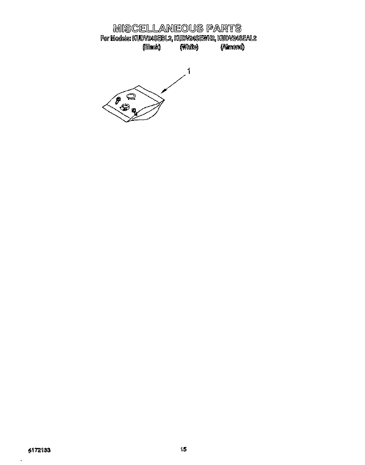 MISCELLANEOUS, LIT/OPTIONAL Diagram and Parts List for KUDV24SEBL2  KitchenAid Dishwasher